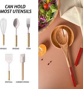 Repose-cuillère en bois d'acacia pour cuisinière, repose-cuillère à café pour comptoir de cuisine, porte-spatule de cuisine rond pour comptoir, cuillère - Product Image 5