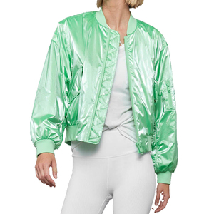 แจ็คเก็ตบอมเบอร์สำหรับผู้หญิงแจ็คเก็ตบอมเบอร์แขนยาวทรงเข้ารูปแฟชั่นมีกระเป๋าผ้าโพลีเอสเตอร์ออกแบบได้ตามต้องการ - Product Image 4