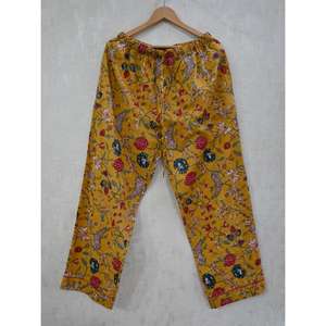 Conjunto de Pijama de Algodón Estampado a Mano Indio, Estampado Floral, Traje de Noche Informal de Lujo para Mujer, Mangas Largas, Transpirable, Suave y de Secado Rápido - Product Image 6