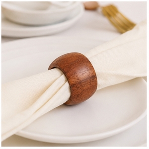 Anneau de serviette rond en bois, style nordique, accessoire de table durable, largeur 4,5 cm, décoration de mariage - Product Image 1