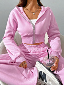 Ensemble de survêtement pour femmes avec capuche, fabrication OEM ODM, vêtements de sport confortables pour le mouvement et les tenues décontractées - Product Image 2