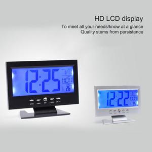 Reloj Digital <span class=keywords><strong>LCD</strong></span> activado por voz, despertador de calendario perpetuo con pantalla de hora/fecha/semana/temperatura - Product Image 5