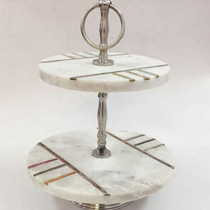 Vente chaude Acacia Bois & Métal Rode type de remise en gros forme ronde 2 niveaux faits à la main avec la meilleure qualité ustensiles de cuisine support à gâteau - Product Image 5