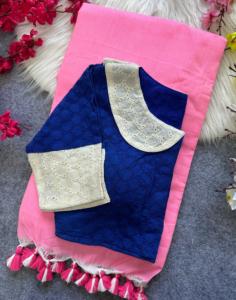 Dernières tendances en matière de sarees en coton khadi uni, fabricant et fournisseur de mode féminine en Inde au prix le plus bas - Product Image 3