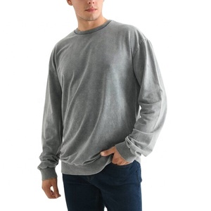 Sweat-shirt léger délavé à l'acide pour homme, 200 GSM, coton, col rond, décontracté, fabrication OEM sur mesure, marque privée - Product Image 2