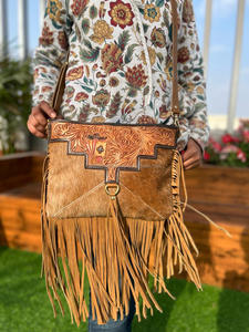 Bolso de Hombro de Cuero con Flecos, Éxito de Ventas 2024, Color Marrón, Estilo Occidental, Bolso Cruzado, Bolso de Lujo, Bolso Tipo Satchel, Bolso Bohemio para Mujer - Product Image 4