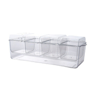 Boîte de rangement alimentaire en PET transparent empilable à 5 compartiments avec couvercles, pour condiments réfrigérés, fruits et légumes