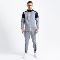Nouveaux ensembles de survêtements pour hommes avec fermeture éclair et cordon de serrage, design patchwork, vente en gros, style streetwear hiver, ensembles de jogging 2 pièces, 100% fibre de bambou