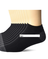 Chaussettes habillées basses en coton rembourrées pour hommes, lot de 10, anti-bactériennes, séchage rapide, automne, importées, lavables en machine, Bangladesh