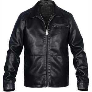 Chaqueta bomber de cuero moderna para hombre con cuello alto, disponible en producción a granel, material de alta calidad - Product Image 1
