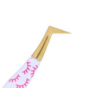 Pince à épiler d'extension de cils en acier inoxydable durable avec logo personnalisé papier enduit incurvé/volume russe/pointe pointue de cils à 45 degrés - Product Image 5