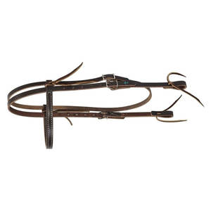 Cabezal de cuero Latigo negro de primera calidad ajustable Western Bridle Headstall Horses Breeches Flexible Tack Gear Heavy Duty - Product Image 4