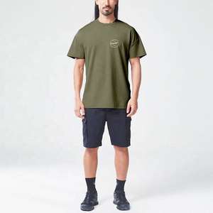 Camiseta de peso pesado de algodón peinado 100% OEM de fábrica | Camisetas en blanco lisas de gran tamaño Boxy Fit Drop Shoulder para hombres - Product Image 6