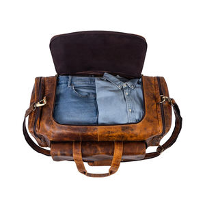 Bolso de viaje de lona de cuero de búfalo de grano completo con estilo hecho a mano cuero genuino de moda para uso personal precio al por mayor venta - Product Image 6