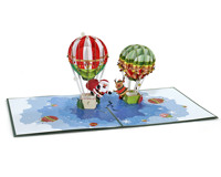 Nouveau Design Happy Christmas 3D Pop up Carte de voeux avec montgolfière-Bonhomme de neige-Renne pour les affaires et la boutique de cadeaux 2025