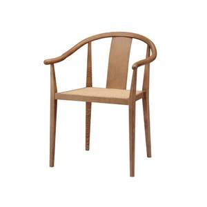 Chaise de salle à manger moderne en bois massif avec rotin et teck pour la maison, le bureau et l'extérieur - Product Image 1