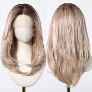 Mimi-DWY 18-Inch Straight Blonde Filter <b>Lace</b> <b>Wig</b> 13x6 Free Part Glueless Design with Transparent <b>Lace</b> - Product Image 3