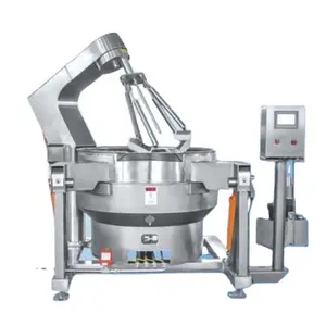 Máquina mezcladora de cocina de alimentos eléctrica de Gas planetario inclinable automática Industrial, tetera con camisa de salsa, olla de cocina CON MEZCLADOR