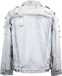 Veste en jean pour homme de haute qualité avec logo personnalisé imprimé, respirante, grande taille, style streetwear, design déchiré, vente en gros pour la saison hivernale - Product Image 5