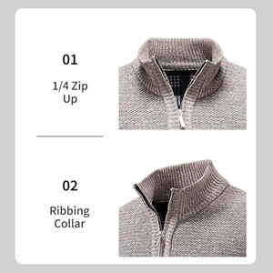 <b>Turtle</b> <b>Neck</b> Zipper Pullover Long Sleeve 100% Polyester Knitted Men's <b>Sweater</b> Anti-Shrink Anti-Pilling Anti-Wrinkle Quick Dry - Product Image 5