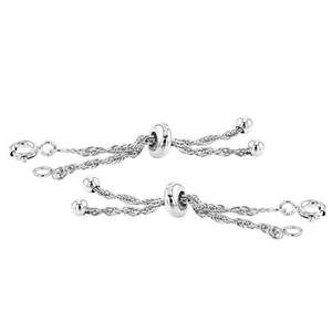 92.5 Sterling Silver DIY Adjustable Bolo <b>Bracelet</b> Slider Clasp 3mm Rope Chain Base with Silver/Gold/Rose Finish 4-8 Inch - Product Image 1