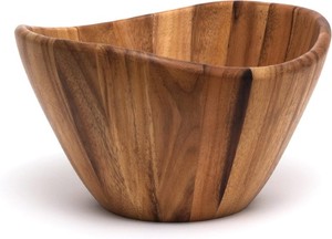 Bol à salade et de service en bois d'acacia fait main au design Art Déco - Product Image 5