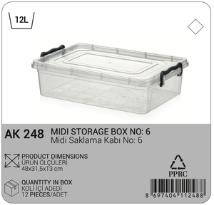 12L <b>Clear</b> Midi Storage <b>Box</b> Secure Locking Handles Durable Plastic Stackable Design for Kitchen Pantry Organization Injection - Product Image 2