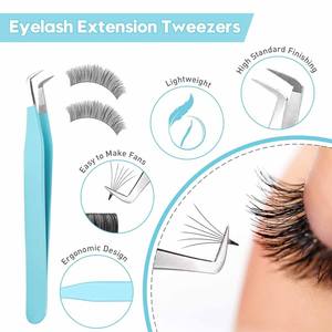 Pinces à cils en acier inoxydable, pointe incurvée en microfibre, soins de beauté, pinces à cils pour extensions de cils - Product Image 3