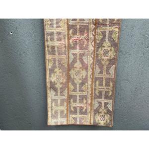 Turkish 1.6x4.6 ft Rug, Vintage Rug, <b>Brown</b> Ikat Rug <b>Wool</b> - Product Image 2