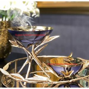 Brûleur d'encens floral en laiton fabriqué à la main de luxe avec bol en bois Brûleur Bakhoor Brûleur de Oud pour la décoration intérieure et l'aromathérapie - Product Image 3