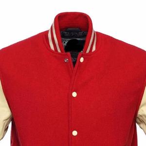Vestes Varsity en laine rouge de qualité supérieure et bras en cuir pur crème Letterman CollegeBaseballjacket pour hommes - Product Image 4