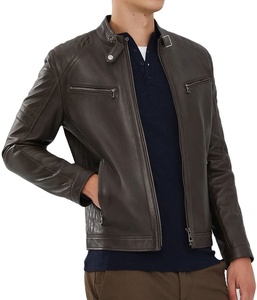Chaqueta para Hombre de Piel de Oveja, Chaqueta de Motociclista de Cuero Genuino, Moda Urbana - Product Image 4