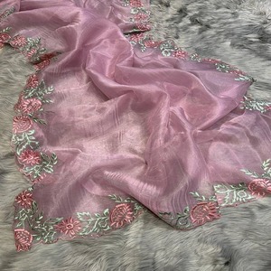 Seda de organza atractiva con hilo de viscosa, fabricante y proveedor de Sari de Surat a tarifa completa de Surat - Product Image 1