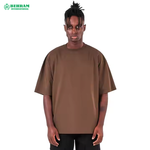 T-shirt Homme Grande Taille Coupe Boxy Épaules Tombantes Personnalisable Impression Numérique Design Vierge 100% Coton Écologique Vente en Gros - Product Image 1