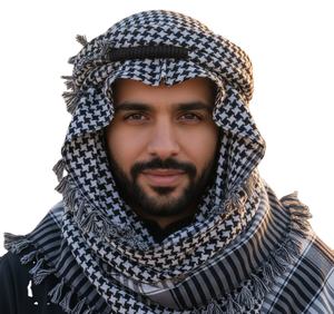 Vente en gros de foulards Keffiyeh Shemagh pour hommes arabes Al Haram |   Voile musulman en mousseline 100 % viscose à motifs géométriques, idéal pour le quotidien - Product Image 1