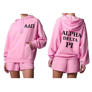Personnalisé Hiver Imprimé Avant Femmes Doux Coton Col Montant Streetwear Pull Brodé Polaire Sweat Surdimensionné Tendance Alpha - Product Image 1