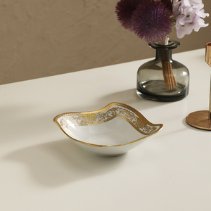 Elegant Embossed New Bone China <b>Dinner</b> <b>Set</b> with Golden Edge for Luxury Table Setting - Product Image 5