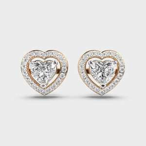 Stylish 14K Solid <b>Gold</b> <b>Heart</b> Cut Lab Grown Diamond Stud <b>Earrings</b> Fancy Design Ideal for Birthday Parties and Gifts - Product Image 3