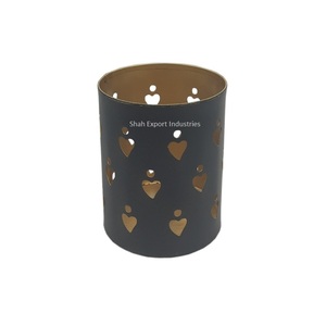 Heart Design Metal Votive <b>Candle</b> <b>Holder</b> for Wedding and Christmas Tabletop Decoration <b>Black</b> Color <b>Candle</b> Votive - Product Image 1