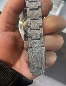 41mm Montre Mécanique Entièrement Automatique Moissanite Or Blanc Diamant Glacé Style Hip Hop Bracelet en Acier Inoxydable Verre - Product Image 6