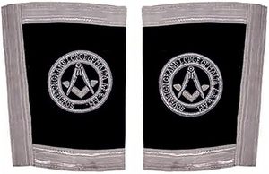 Brazalete de regulación Grand Officers Malta-Negro con bordado a mano plateado Regalia Puños bordados personalizados hechos a medida - Product Image 6