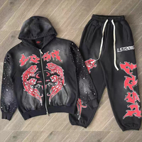 Vente en gros survêtement unisexe poids lourd lavé à l'acide 100% coton sweat à capuche zippé et vêtements de mode