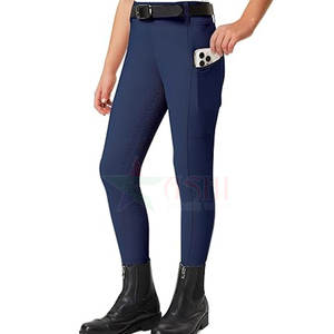 Leggings d'équitation pour femmes en gros, pantalon d'équitation à maintien complet, pantalon d'équitation pour enfants avec genouillères, imperméable, coupe-vent, en spandex/polyester - Product Image 1