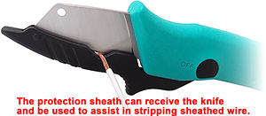 Couteau à dénuder les câbles d'électricien 190 mm manche en Nylon avec gaine lames en acier inoxydable fournisseur OEM ODM Taiwan - Product Image 4