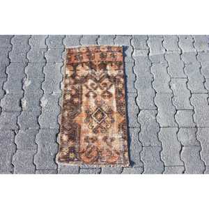 พรมวินเทจขนาดเล็ก 1.2x2.4 ฟุต (36x74 ซม.) พรมลายพรางสีน้ำตาลตุรกี - Product Image 1