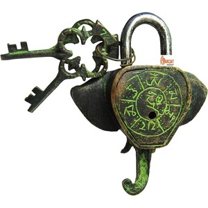 Candado con cara de elefante de latón con llaves, accesorio de decoración funcional para el hogar para ocasiones de Pascua y bautismo - Product Image 2
