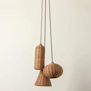Ensemble de 3 abat-jour en bambou naturel de style campagnard asiatique - Product Image 1
