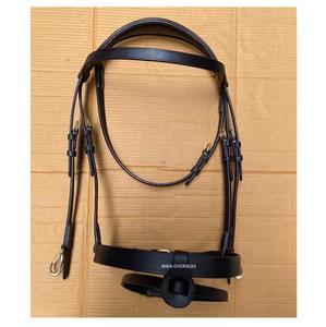 Correa de broca de brida inglesa de cuero plano de alta calidad, fabricante al por mayor, equipo de caballo snaffle, costura elegante para montar - Product Image 1