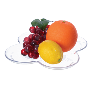 Assiette en plastique à quatre pétales de fleurs - Plat de service décoratif transparent pour fruits, collations et desserts - Product Image 4