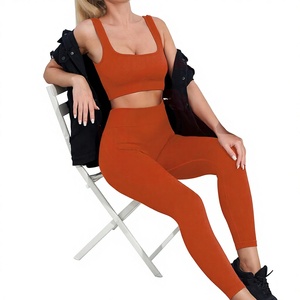 Ensemble de yoga personnalisé pour femmes, ensemble de yoga respirant et solide pour la salle de sport, ensemble de yoga deux pièces pour femmes, taille élastique, services OEM - Product Image 1